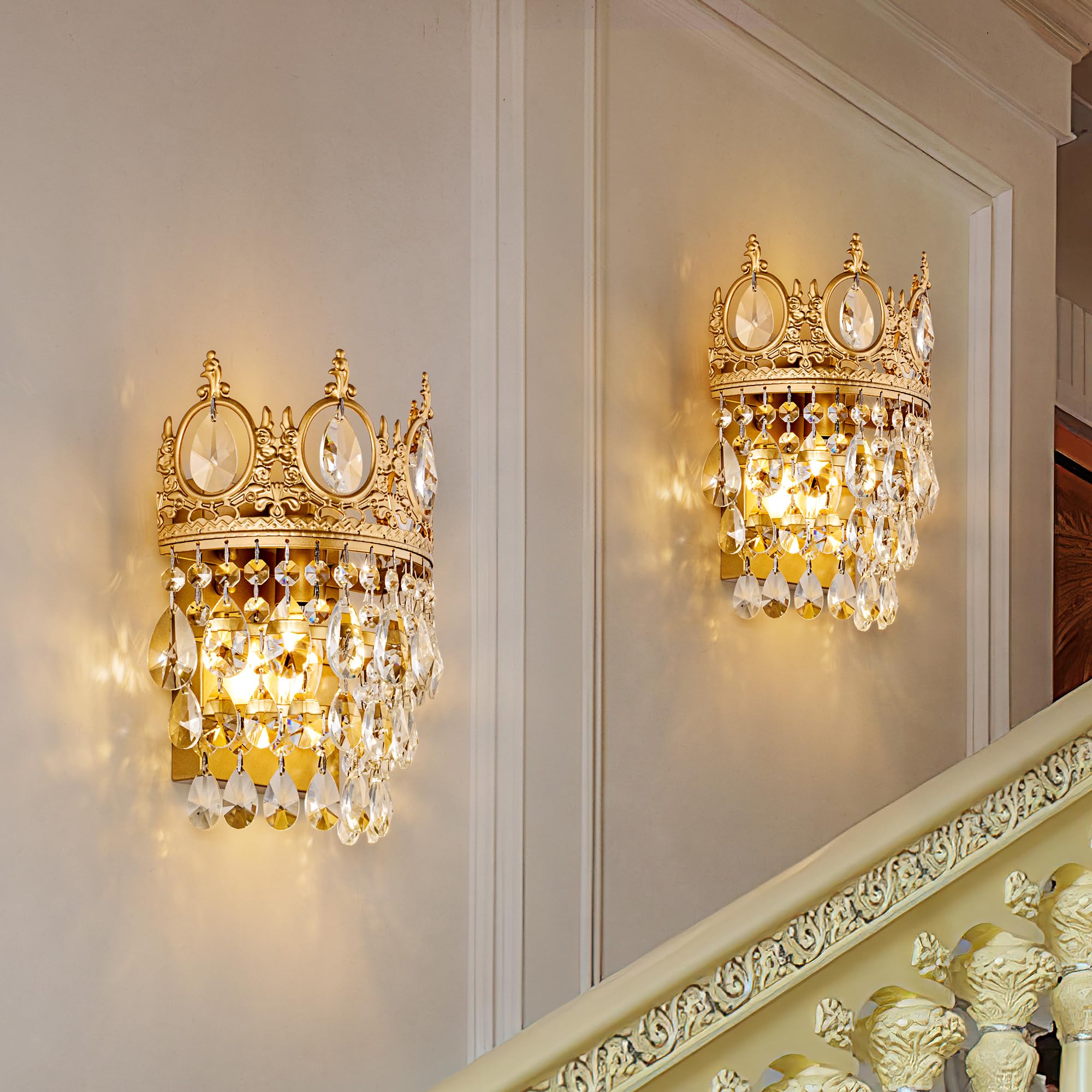 TOCHIC Wall Sconces Set of Two, Gold Wall Lights Fixtures for